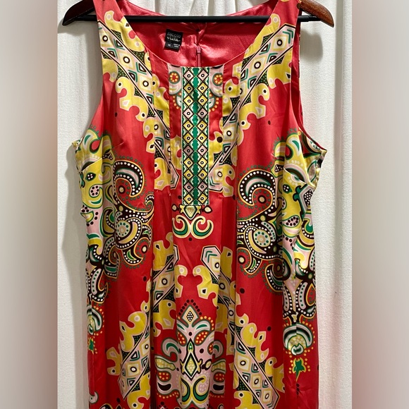 Nicole by Nicole Miller Colorful Sleeveless Sz 14 Paisley Print Shift Dress - Picture 9 of 16